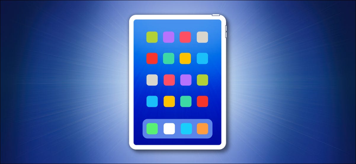 Contour iPad sur fond bleu avec héros icônes colorées