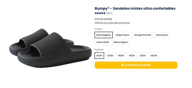 Avis sandales Bumpy confort : arnaque dropshipping