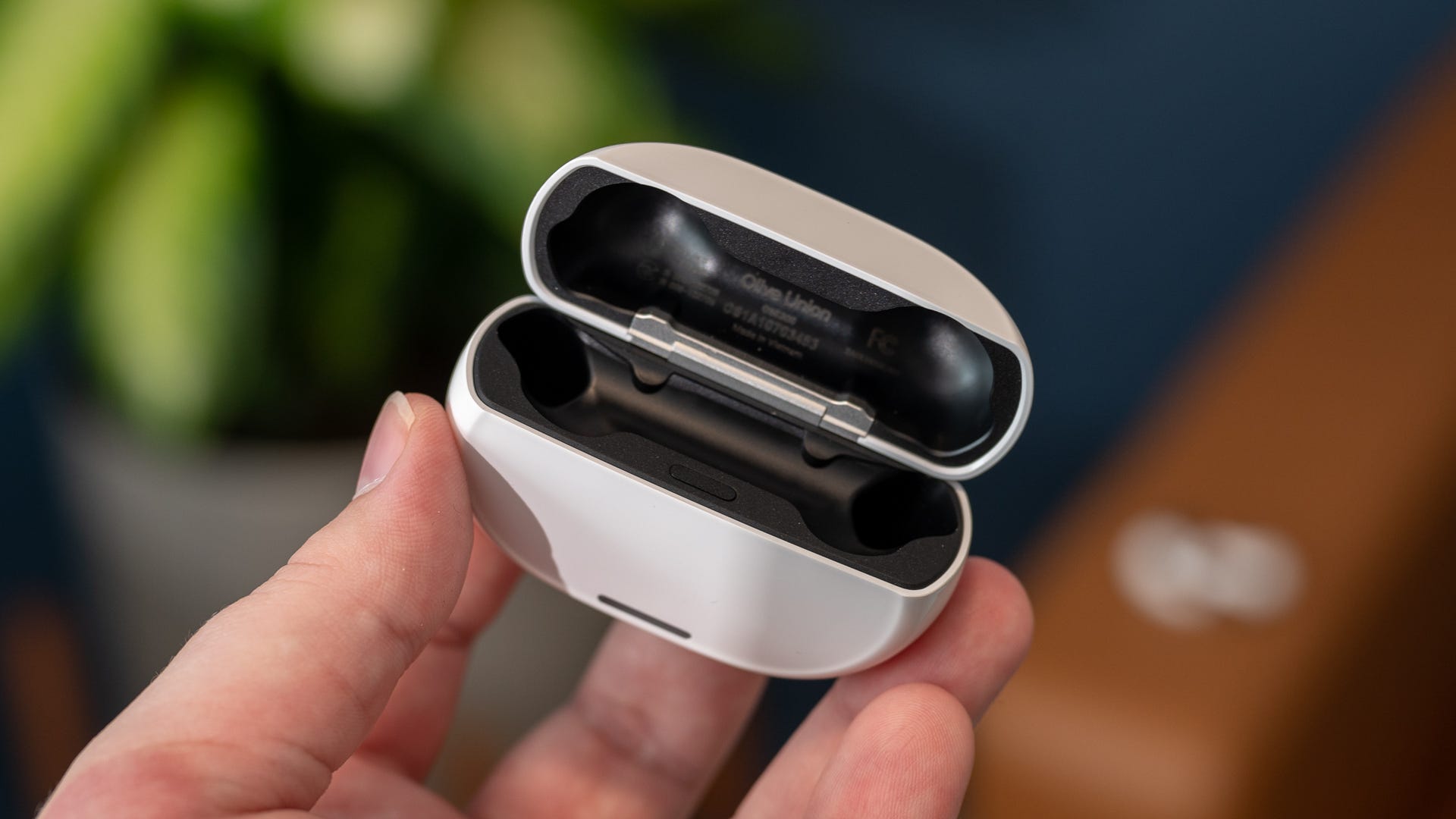 Un étui d'écouteurs blanc vide