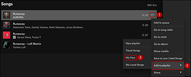 Cliquez sur les trois points à côté d'une chanson et choisissez Ajouter à la liste de lecture > Ma liste de lecture dans Spotify. » width= »650&Prime; height= »265&Prime; onload= »pagespeed.lazyLoadImages.loadIfVisibleAndMaybeBeacon(this); » onerror= »this.onerror=null;pagespeed.lazyLoadImages.loadIfVisibleAndMaybeBeacon(this); »></p>
<p>Pour supprimer une chanson de votre liste de lecture, accédez à votre liste de lecture dans Spotify.  Recherchez la chanson à supprimer, cliquez sur les trois points à côté de la chanson et choisissez « Supprimer de cette liste de lecture ».</p>
<p><img loading=