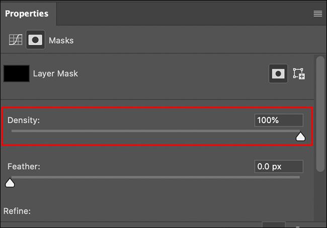 la densité est dans le panneau des propriétés
