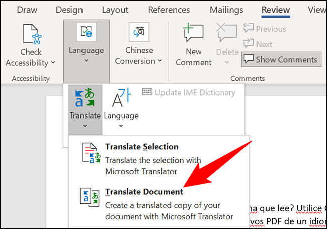 Sélectionnez Langue > Traduire > Traduire le document dans l’onglet « Révision ».’ width= »650″ height= »456″ src= »/pagespeed_static/1.JiBnMqyl6S.gif » onload= »pagespeed.lazyLoadImages.loadIfVisibleAndMaybeBeacon(this); » onerror= »this.onerror=null;pagespeed.lazyLoadImages.loadIfVisibleAndMaybeBeacon(this); »></p>
<p>Vous verrez une section « Traducteur » à droite de l’écran Word. Ici, dans l’onglet « Document », sélectionnez la langue source de votre PDF à l’aide du menu déroulant « De ». Spécifiez la langue cible à l’aide du menu déroulant « À ».</p>
<p>Cliquez ensuite sur le bouton « Traduire ».</p>
<p><img loading="lazy" decoding="async" class="alignnone size-full wp-image-774489" data-pagespeed-lazy-src="https://www.howtogeek.com/wp-content/uploads/2021/12/13-word-translation-options.png?trim=1,1&bg-color=000&pad=1,1" alt="Spécifiez les options de traduction PDF." width="516" height="485" src="/pagespeed_static/1.JiBnMqyl6S.gif" onload="pagespeed.lazyLoadImages.loadIfVisibleAndMaybeBeacon(this);" onerror="this.onerror=null;pagespeed.lazyLoadImages.loadIfVisibleAndMaybeBeacon(this);"></p>
<p>Word créera un nouveau document contenant votre texte traduit. N’hésitez pas à apporter des modifications à ce document avant de l’enregistrer.</p>
<p>Si vous avez besoin que le document reste un fichier PDF, enregistrez-le à nouveau au format PDF en cliquant d’abord sur « Fichier » dans le coin supérieur gauche de Word.</p>
<p><img loading="lazy" decoding="async" class="alignnone size-full wp-image-774490" data-pagespeed-lazy-src="https://www.howtogeek.com/wp-content/uploads/2021/12/14-word-file-tab.png?trim=1,1&bg-color=000&pad=1,1" alt="Sélectionner "Déposer" dans le coin supérieur gauche de Word." width="650" height="381" src="/pagespeed_static/1.JiBnMqyl6S.gif" onload="pagespeed.lazyLoadImages.loadIfVisibleAndMaybeBeacon(this);" onerror="this.onerror=null;pagespeed.lazyLoadImages.loadIfVisibleAndMaybeBeacon(this);"></p>
<p>Dans la barre latérale gauche, sélectionnez « Enregistrer sous ». Ensuite, dans le volet de droite, cliquez sur « Parcourir ».</p>
<p><img class="alignnone size-full wp-image-774491" data-pagespeed-lazy-src="https://www.tremplin-numerique.org/wp-content/uploads/2022/01/1642018573_139_Comment-traduire-un-PDF.png" alt="Choisissez Enregistrer sous > Parcourir. » width= »650″ height= »288″ src= »/pagespeed_static/1.JiBnMqyl6S.gif » onload= »pagespeed.lazyLoadImages.loadIfVisibleAndMaybeBeacon(this); » onerror= »this.onerror=null;pagespeed.lazyLoadImages.loadIfVisibleAndMaybeBeacon(this); »></p>
<p>Dans la fenêtre qui s’ouvre, sélectionnez un dossier dans lequel enregistrer votre PDF traduit. Tapez un nom pour votre fichier dans le champ « Nom du fichier ». Cliquez sur le menu déroulant « Enregistrer en tant que type » et choisissez « PDF ».</p>
<p>Enfin, cliquez sur le bouton « Enregistrer ».</p>
<p><img loading="lazy" decoding="async" class="alignnone size-full wp-image-774492" data-pagespeed-lazy-src="https://www.howtogeek.com/wp-content/uploads/2021/12/16-save-pdf-word.png?trim=1,1&bg-color=000&pad=1,1" alt="Enregistrez un document Word au format PDF." width="562" height="500" src="/pagespeed_static/1.JiBnMqyl6S.gif" onload="pagespeed.lazyLoadImages.loadIfVisibleAndMaybeBeacon(this);" onerror="this.onerror=null;pagespeed.lazyLoadImages.loadIfVisibleAndMaybeBeacon(this);"></p>
<p>Et c’est tout. Votre fichier PDF est maintenant disponible dans la langue de votre choix. Bonne lecture!</p>
<hr>
<p>Avec Google Translate, vous pouvez également traduire des pages Web entières. Essayez-le si vous êtes intéressé.</p>
<p><strong>EN RELATION:</strong> <strong><em>Comment activer ou désactiver la traduction dans Chrome</em></strong></p>
</div>
</div><!-- .entry-content -->
</div>
<script type="application/ld+json">{
"@context": "https://schema.org/",
"@type": "CreativeWorkSeries",
"name": "Comment traduire un PDF",
"aggregateRating": {
"@type": "AggregateRating",
"ratingValue": "5",
"bestRating": "5",
"ratingCount": "56"
}
}
</script>
<p style="text-align: center; font-size: 1.8em; color: #e78200; padding-bottom: 40px;">
★★★★★
</p>
</article><!-- #post-43101 -->
<div class="entry-author entry-author-style-center">
<div class="entry-author-profile author-profile vcard">
<div class="entry-author-avatar">
<img alt=