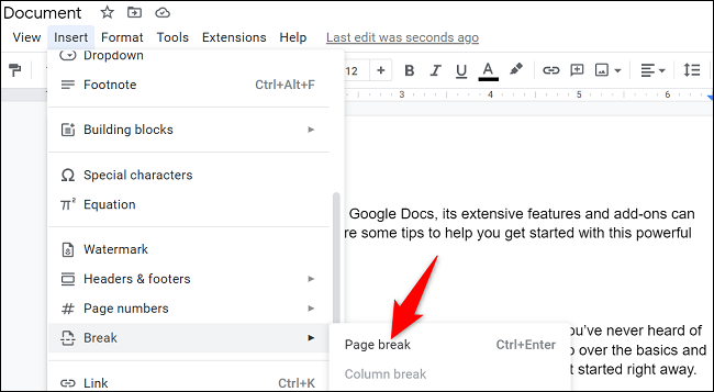 Comment ajouter une page sur Google Docs