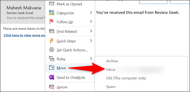Sélectionnez Déplacer > Boîte de réception dans le menu. » width= »650″ height= »315″ src= »/pagespeed_static/1.JiBnMqyl6S.gif » onload= »pagespeed.lazyLoadImages.loadIfVisibleAndMaybeBeacon(this); » onerror= »this.onerror=null;pagespeed.lazyLoadImages.loadIfVisibleAndMaybeBeacon(this); »></p>
<p>Et c’est ainsi que vous pouvez vous concentrer sur vos e-mails importants tout en gardant tous les autres e-mails hors de votre vue. Prendre plaisir!</p>
<h2 role=