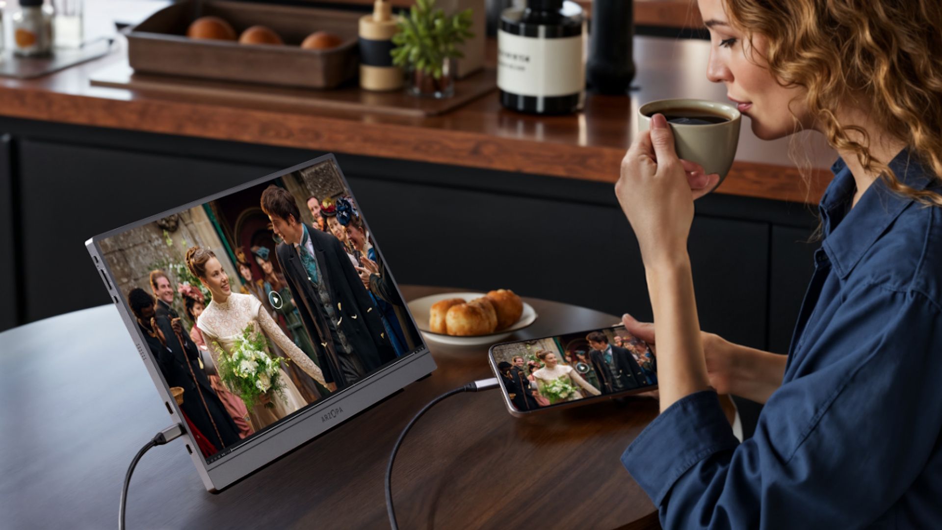 Arzopa Z3FC connected to phone