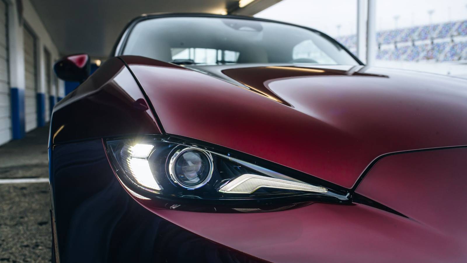 Close-up shot of the headlight on the Mazda MX-5 Miata 35th Anniversary Edition.