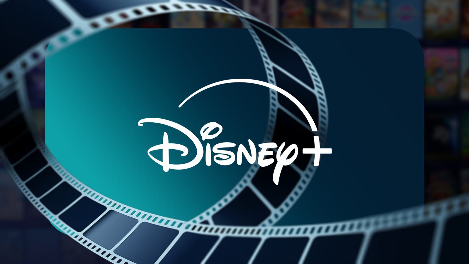 Disney+ logo with a film strip curling around it.