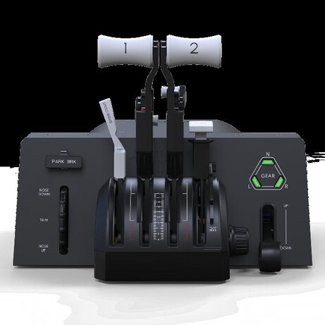 Honeycomb Flight Sim (Alpha Flight Controls Lite, Bravo Throttle Quadrant Lite, Charlie Rudder Pedals) sur fond noir et blanc