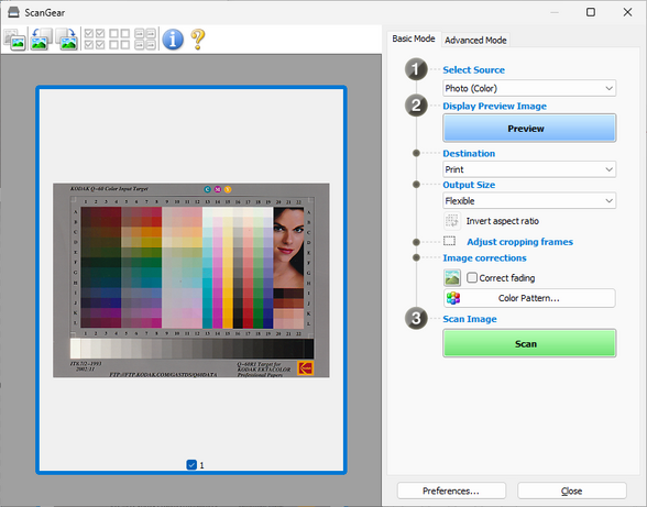 Capture d'écran PC de l'interface de numérisation