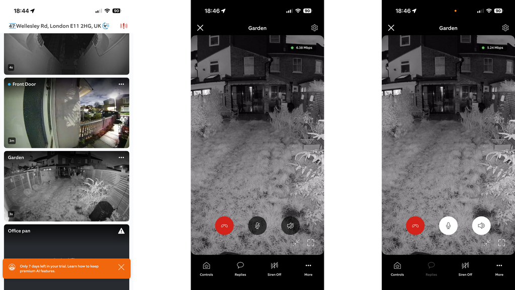 Affichage en direct de l'application Ring Outdoor Cam Pro