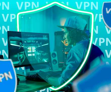 Un joueur jouant sur un PC avec des boucliers VPN.