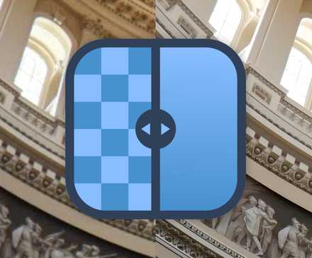 Logo Upscayl au-dessus d'une image agrandie.