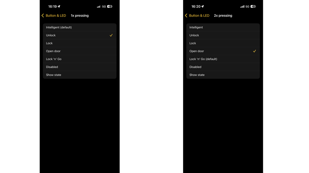 Boutons de verrouillage de l'application Ultion Nuki 2025