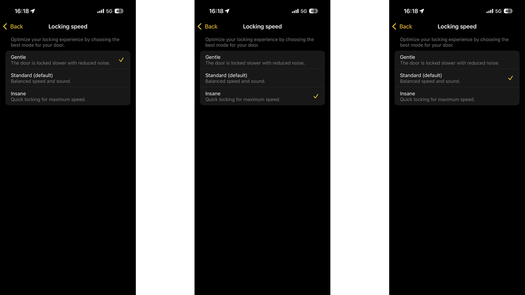 Vitesse de verrouillage des paramètres de l'application Ultion Nuki 2025