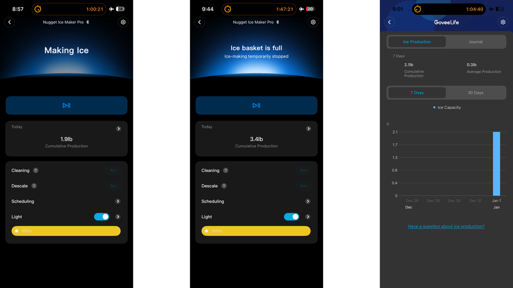 Application GoveeLife Smart Nugget Ice Maker Pro