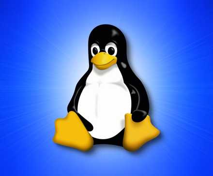 Tux la mascotte Linux sur fond bleu
