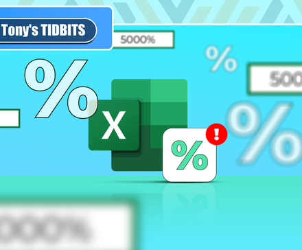 Logo Excel entouré de grands symboles de pourcentage et de cellules affichant des valeurs telles que 50 et 5 000 %.