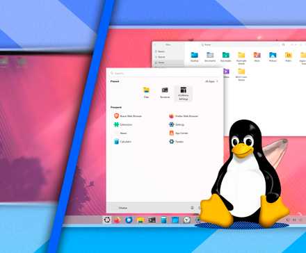 Écran partagé avec Ubuntu standard à gauche et Ubuntu similaire à Linux à droite, avec Tux à côté.