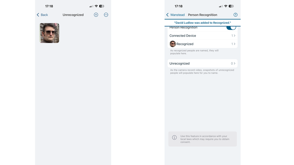 Reconnaissance de personne dans l'application Arlo Ultra 3