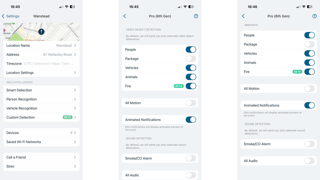 Paramètres de détection Arlo Pro 6 2K