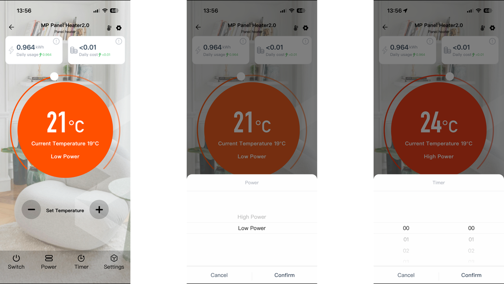 Application MasterPlug Auraline Panneau chauffant en verre noir