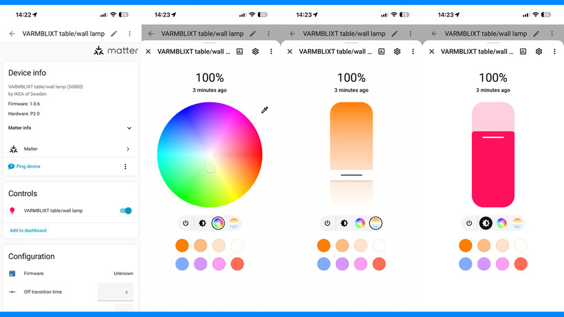 Application Lampe intelligente Ikea Varmblixt