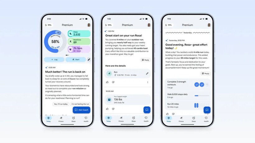 Captures d'écran de Google Health Coach