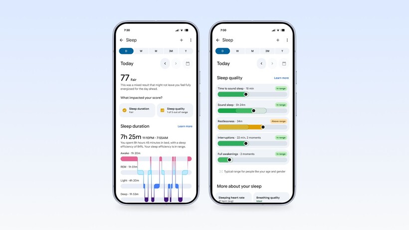 Suivi du sommeil sur l'application Google Health
