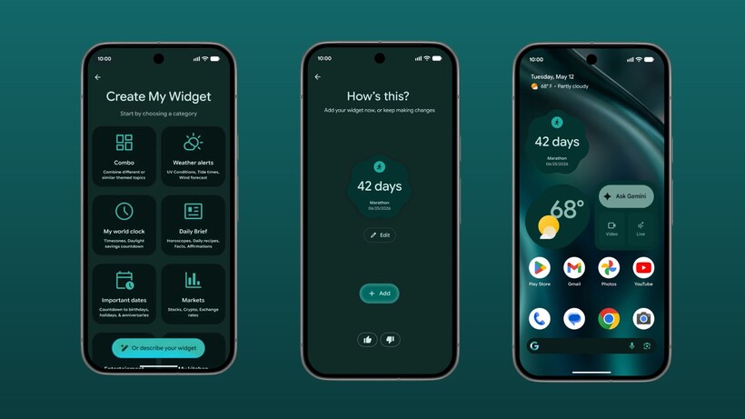 Fonctionnalité Google Créez votre widget
