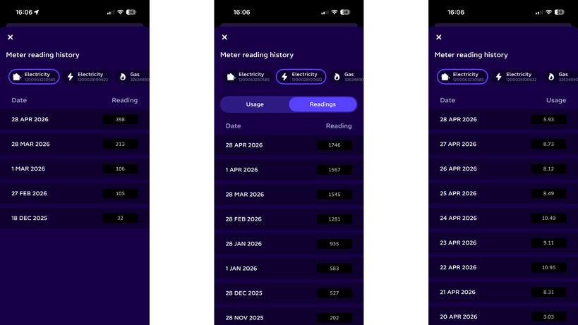 Application Octopus affichant quotidiennement les relevés d'exportation